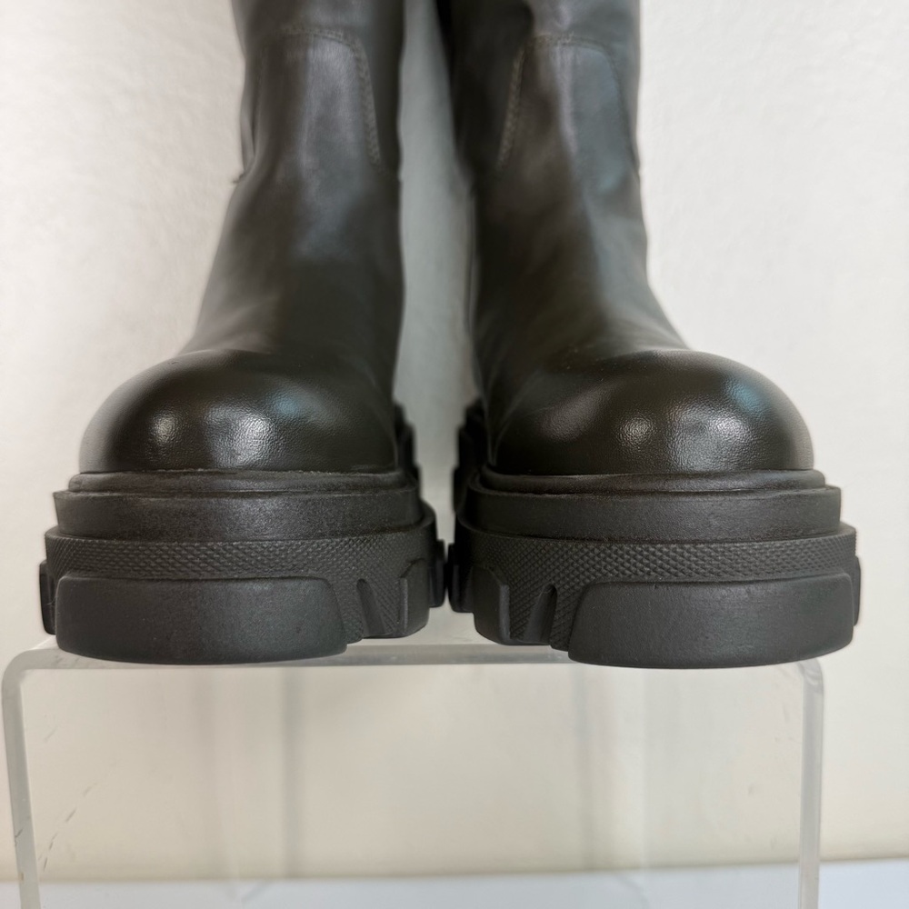 Aqua Private Label Kiki Tall Leather Lug Soles Platform Boots 10 (Fits like 11) - Picture 5 of 16